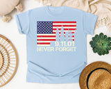 Never Forget Red graphic tee in Chambray