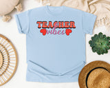 Teacher Vibes Hearts graphic tee in Chambray