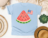 Watermelon With Flag graphic tee in Chambray