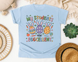My Students Are Eggcellent graphic tee in Chambray