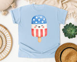 Patriotic Popsicle White graphic tee in Chambray