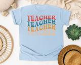 Teacher Teacher Teacher Retro graphic tee in Chambray