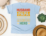 Husband Papa Protector Provider Hero graphic tee in Chambray