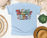 Teacher Life graphic tee in Chambray