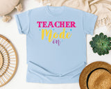 Teacher Mode On Sparkle graphic tee in Chambray