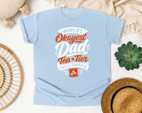 World's Okayest Dad Top Tier Snack Provider White graphic tee in Chambray