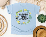 Growing Minds At Work graphic tee in Chambray