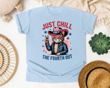 Just Chill The Fourth Out graphic tee in Chambray
