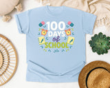 100 Days Of School Clocks graphic tee in Chambray
