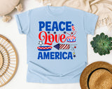Peace Love America Blue graphic tee in Chambray
