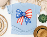 Patriotic Flag Bow Blue graphic tee in Chambray