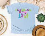 Teaching Is My Jam graphic tee in Chambray