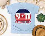 Patriot Day We Will Never Forget Red 2 graphic tee in Chambray