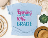 Roaring My Into 10th Grade graphic tee in Chambray