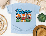 Farmer Dad Grey graphic tee in Chambray