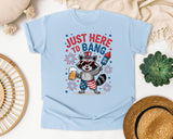 Just Here To Bang graphic tee in Chambray