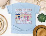 God Bless America Land That I Love Pink graphic tee in Chambray