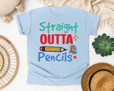 Straight Outta Pencils graphic tee in Chambray