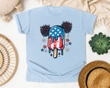 Patriotic Popsicle Fireworks graphic tee in Chambray
