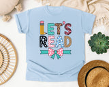 Lets Read graphic tee in Chambray