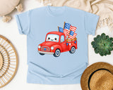 Red Truck With Flags graphic tee in Chambray