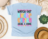 Watch Out Kindergarten Here I Come graphic tee in Chambray