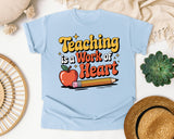 Teaching Is A Work Of Heart Brown graphic tee in Chambray