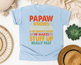 Papaw Knows Everything graphic tee in Chambray
