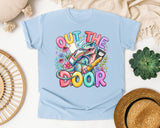 Out The Door Dinosaur graphic tee in Chambray