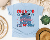You Look Like The 4th Of July Blue graphic tee in Chambray