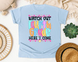 Watch Out Fourth Grade Here I Come graphic tee in Chambray