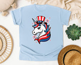 Patriotic Unicorn graphic tee in Chambray