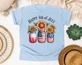 Happy 4th Of July Grey graphic tee in Chambray