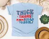 Thick Thighs American Vibes graphic tee in Chambray