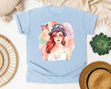 Woman In Uncle Sam Hat graphic tee in Chambray