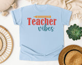 Teacher Vibes graphic tee in Chambray