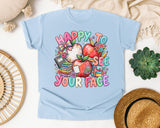 Happy To See Your Face Apples graphic tee in Chambray