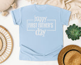Happy First Father's Day White 2 graphic tee in Chambray