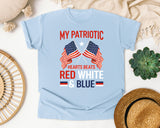 My Patriotic Heart Beats Red White And Blue graphic tee in Chambray