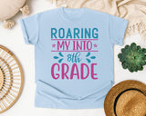 Roaring My Into 8th Grade graphic tee in Chambray