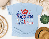 Kiss Me I Am An American graphic tee in Chambray