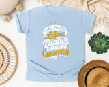 Dad Jokes Legend Diaper Changing Champion White graphic tee in Chambray