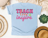 Teach Love Inspire Pink graphic tee in Chambray