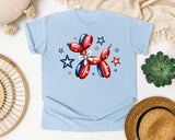 Patriotic Balloon Dog graphic tee in Chambray