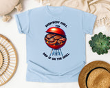 Everybody Chill Dad Is On The Grill Brown graphic tee in Chambray