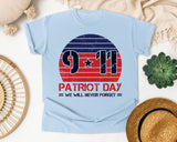 Patriot Day We Will Never Forget Red 3 graphic tee in Chambray