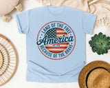 Land Of The Free Because Of The Brave Grey 3 graphic tee in Chambray