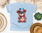 Bear With Flag Hat graphic tee in Chambray