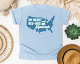 My Heart Belongs To America Blue graphic tee in Chambray