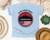We Will Never Forget Patriot Day White 2 graphic tee in Chambray